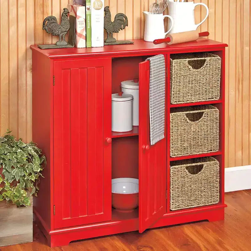 Meuble en bois Lakeside Collection Beadboard avec 3 étagères de rangement et placard -