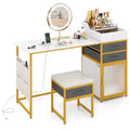 Costway Vanity Desk w/ Rotatable Lighted Mirror 55 Makeup Vanity Table w/ Organizer