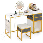 Costway Vanity Desk w/ Rotatable Lighted Mirror 55 Makeup Vanity Table w/ Organizer