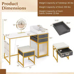 Coiffeuse Costway avec miroir lumineux rotatif, table de maquillage de 55" avec organisateur