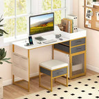 Coiffeuse Costway avec miroir lumineux rotatif, table de maquillage de 55" avec organisateur