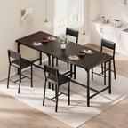 Ensemble table de salle à manger pour 4 avec repose-pieds et protection d'angle, ensemble de table de cuisine 5 pièces avec table de hauteur comptoir et 4 tabourets de bar rembourrés