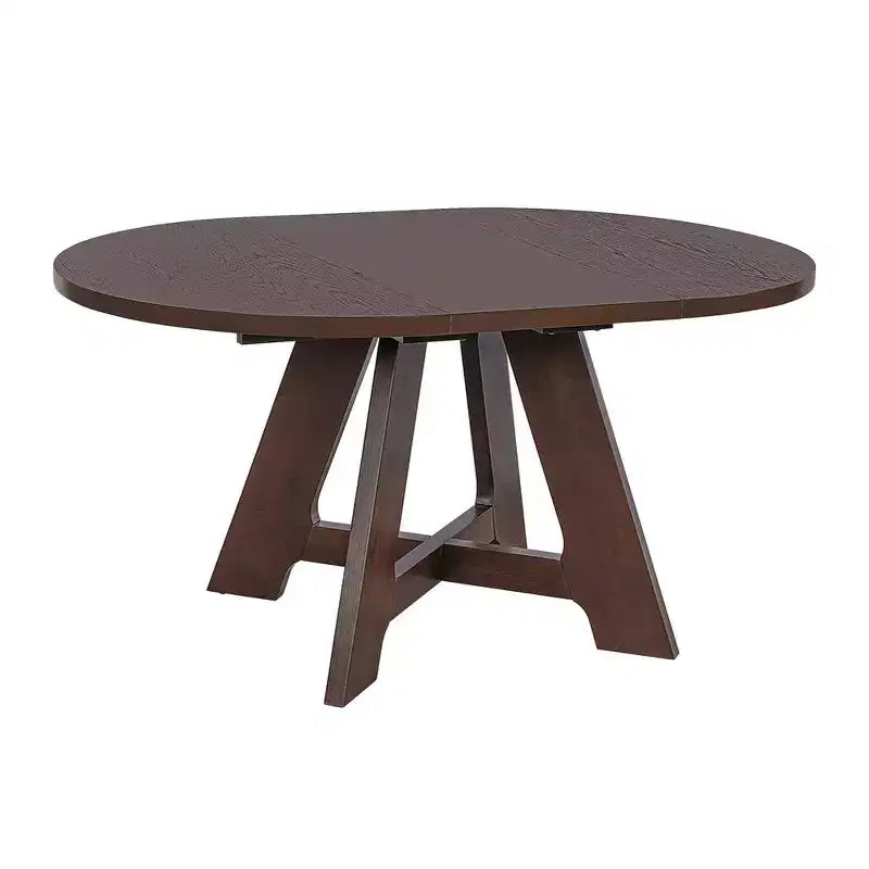 Ensemble de salle à manger Whisen 5 pièces style ferme avec table ronde extensible et 4 chaises tapissées