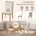 Ensemble de salle à manger Whisen 5 pièces style ferme avec table ronde extensible et 4 chaises tapissées