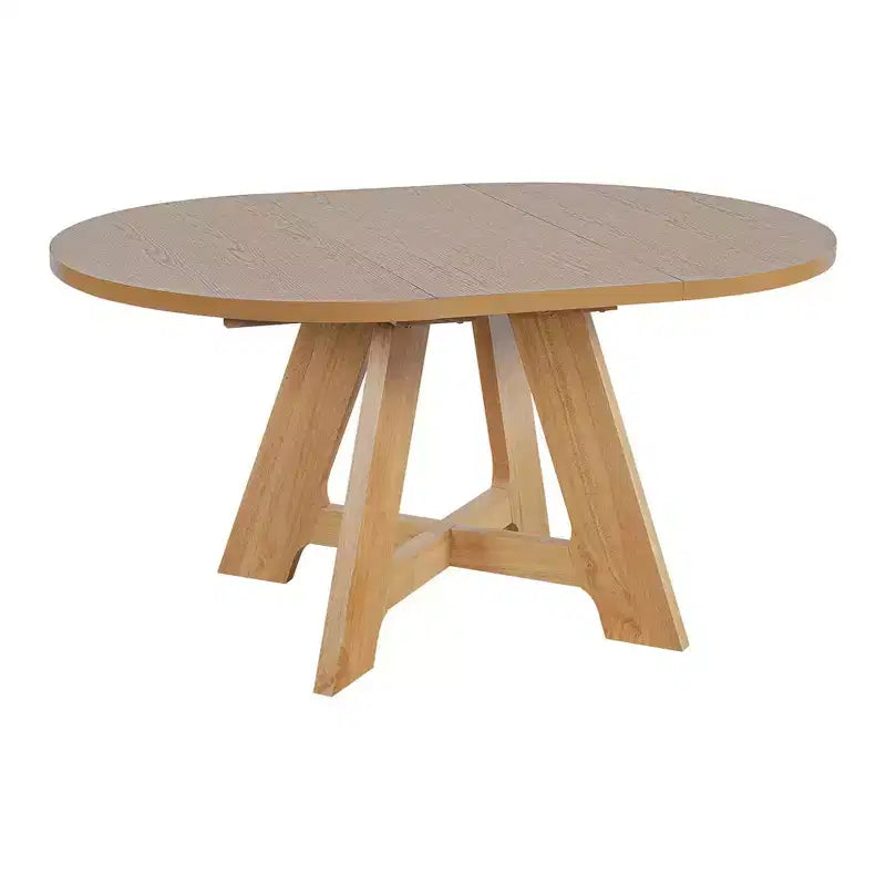 Ensemble de salle à manger Whisen 5 pièces style ferme avec table ronde extensible et 4 chaises tapissées