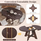 Ensemble de salle à manger Whisen 5 pièces style ferme avec table ronde extensible et 4 chaises tapissées