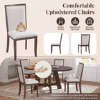 Ensemble de salle à manger Whisen 5 pièces style ferme avec table ronde extensible et 4 chaises tapissées