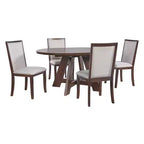 Ensemble de salle à manger Whisen 5 pièces style ferme avec table ronde extensible et 4 chaises tapissées