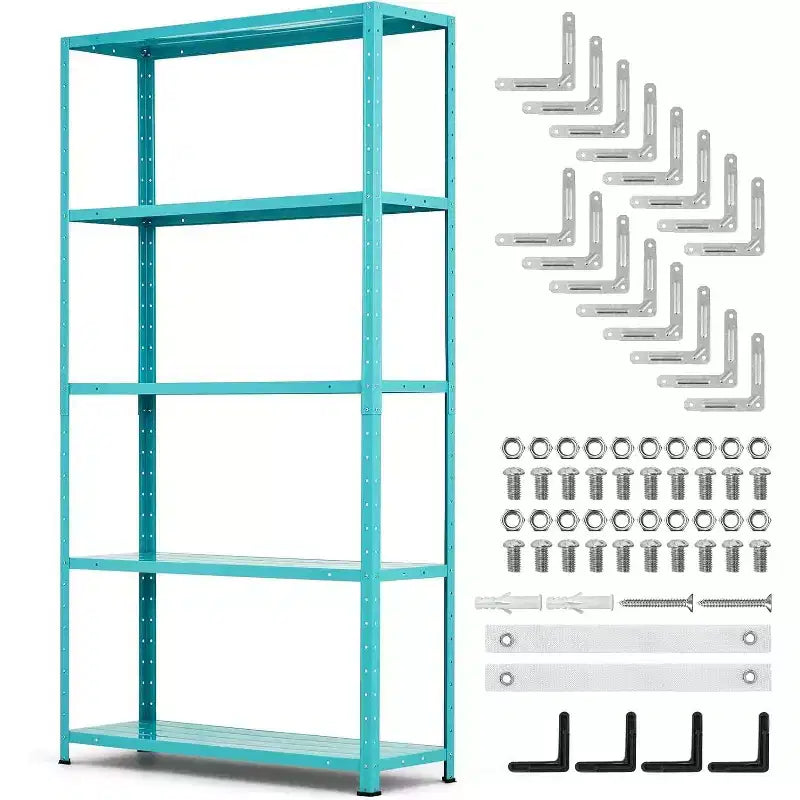 Étagère de rangement métallique robuste à 5 niveaux - Unité de rayonnage en acier réglable pour garage, cuisine - Étagère utilitaire industrielle de 173 cm (68 po) H x 89 cm (35 po) L x 30,5 cm (12 po) P - Vert clair