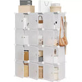 3-Column 8-Tier Shoe Rack Organizer, Space-Saving Storage for Entryway & Closet, White