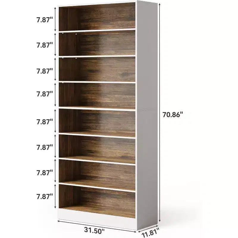 Meuble à chaussures 9 niveaux Lantine pour 32 paires, étagère à chaussures haute en bois avec étagères réglables pour salon, chambre, entrée, marron et blanc