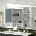 Meuble à pharmacie mural GDFStudio Kenai 42 avec miroir haute définition et étagères ouvertes