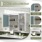 Meuble à pharmacie mural GDFStudio Kenai 42 avec miroir haute définition et étagères ouvertes