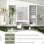 Meuble à pharmacie mural GDFStudio Kenai 42 avec miroir haute définition et étagères ouvertes