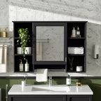 GDFStudio Kenai 42 Bathroom Wall Mounted Medicine Cabinet with High-Define Mirror and Open Shelves