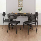 Ensemble table à manger pour 4 avec étagère de rangement, table de cuisine 5 pièces et 4 chaises rembourrées, plateau de table en bois et cadre métallique robuste, ensemble de salle à manger