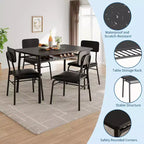 Ensemble table à manger pour 4 avec étagère de rangement, table de cuisine 5 pièces et 4 chaises rembourrées, plateau de table en bois et cadre métallique robuste, ensemble de salle à manger