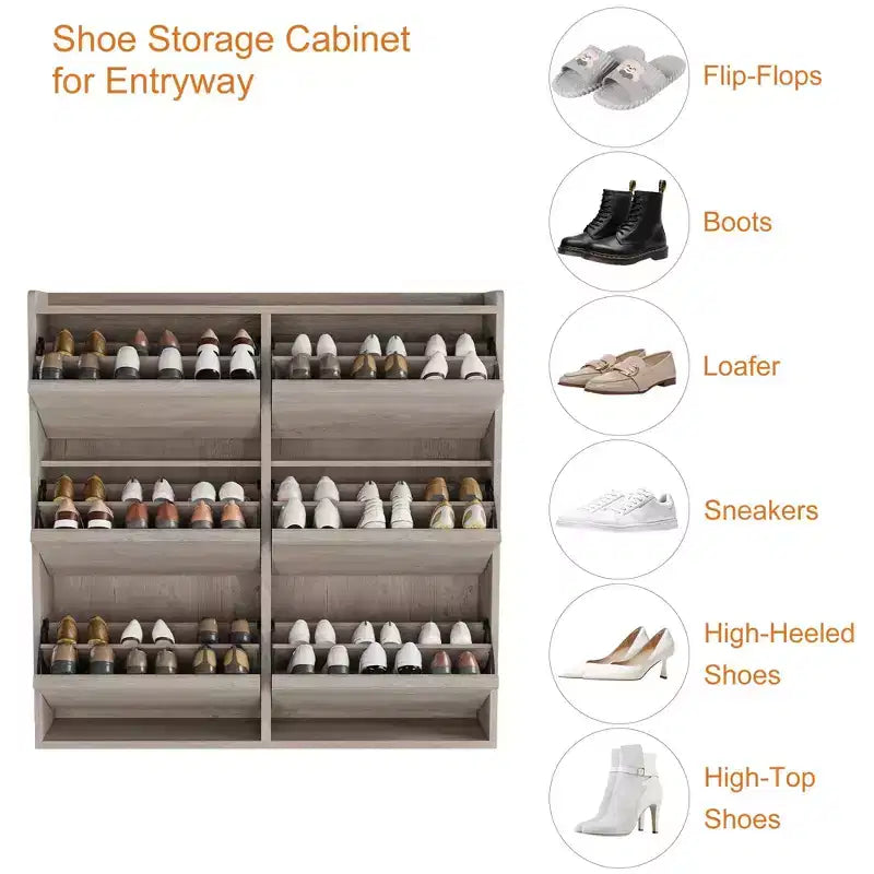 Meuble à chaussures avec 3 tiroirs basculants, meuble à chaussures en bois avec étagères réglables, organiseur de rangement de chaussures à 4 niveaux pour entrée, couloir, salon