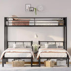 Bellemave Twin over Twin & Twin Bunk Beds for 3, Twin XL over Twin & Twin Bunk Bed Metal Triple Bunk Bed, Black