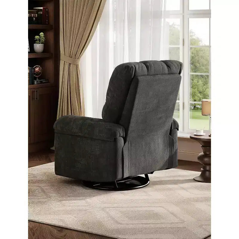 Fauteuil inclinable, pivotant et berçant avec support lombaire - Fauteuil à bascule manuel en chenille pour salon, chambre à coucher ou chambre d'enfant