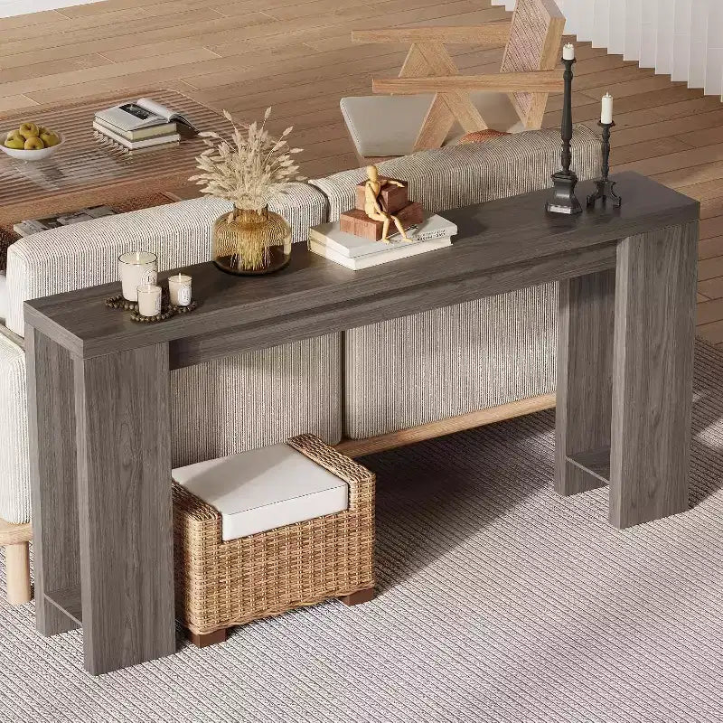 Console de ferme 70,9 pouces de long, table d'appoint rectangulaire étroite en bois pour la maison et le bureau, montage facile