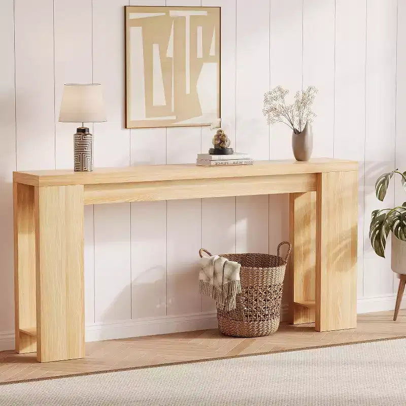 Console de ferme 70,9 pouces de long, table d'appoint rectangulaire étroite en bois pour la maison et le bureau, montage facile
