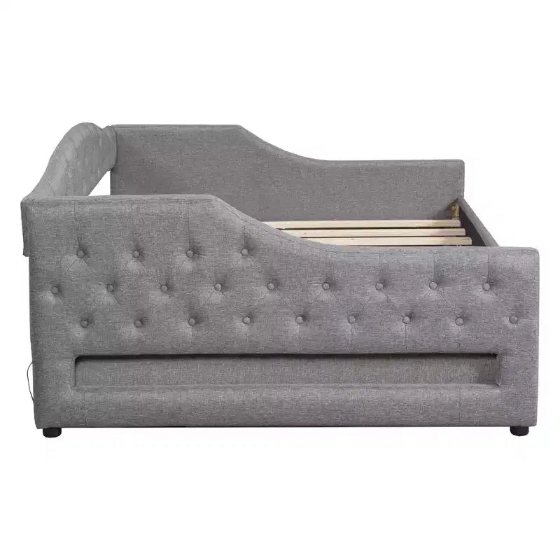 Lit de Repos Moderne en Lin Rembourré Luxystar avec Lit Gigogne