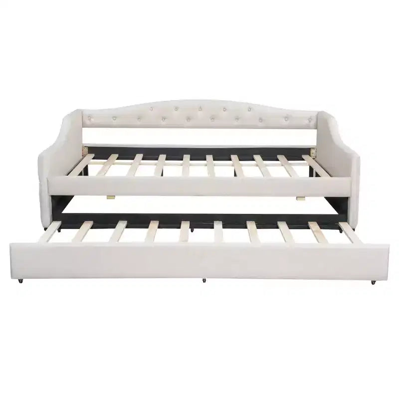 Lit de Repos Moderne en Lin Rembourré Luxystar avec Lit Gigogne