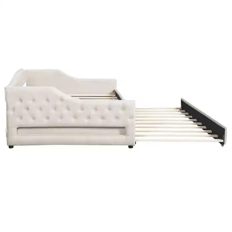 Lit de Repos Moderne en Lin Rembourré Luxystar avec Lit Gigogne