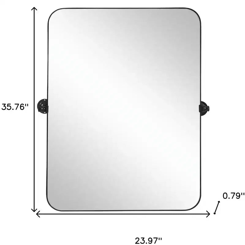 HomeRoots 36 Miroir d'appoint à cadre basculant en métal noir