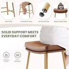 Lot de 2 tabourets de bar hauteur comptoir, chaises en cuir avec pieds en métal, marron