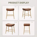 Lot de 2 tabourets de bar hauteur comptoir, chaises en cuir avec pieds en métal, marron