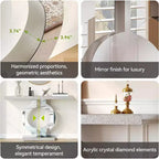 Console Lantine 43" en verre miroir avec base en O, table d'entrée ou de canapé pour salon, couloir, finition miroir
