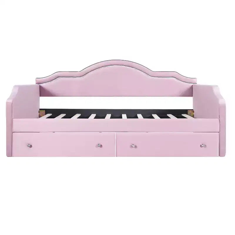 Lit de repos Luxystar tapissé en velours avec 2 tiroirs