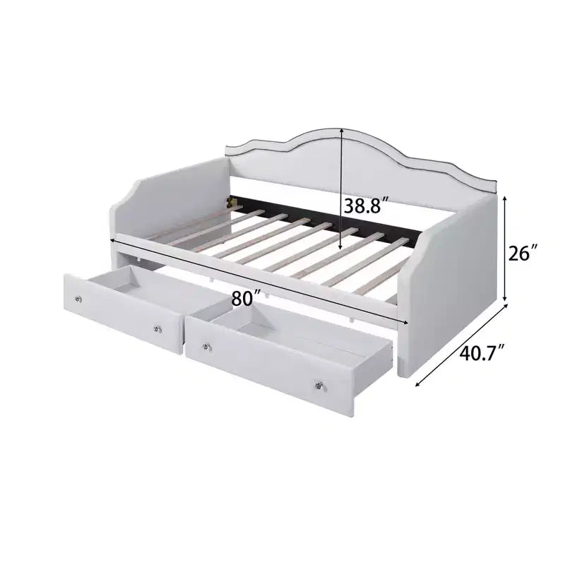 Lit de repos Luxystar tapissé en velours avec 2 tiroirs