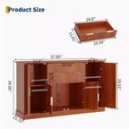 Meuble de rangement buffet de 58 po, meuble de bar à café cannelé avec 2 tiroirs, console multimédia en bois, bahut d'appoint pour salon, cuisine, noyer
