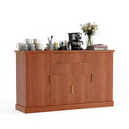 Meuble de rangement buffet de 58 po, meuble de bar à café cannelé avec 2 tiroirs, console multimédia en bois, bahut d'appoint pour salon, cuisine, noyer