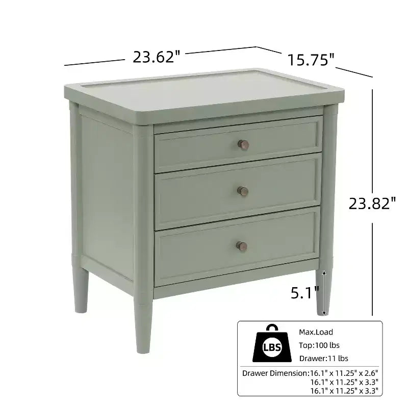Table de chevet moderne à 3 tiroirs en bois Neha de Christopher Knight Home