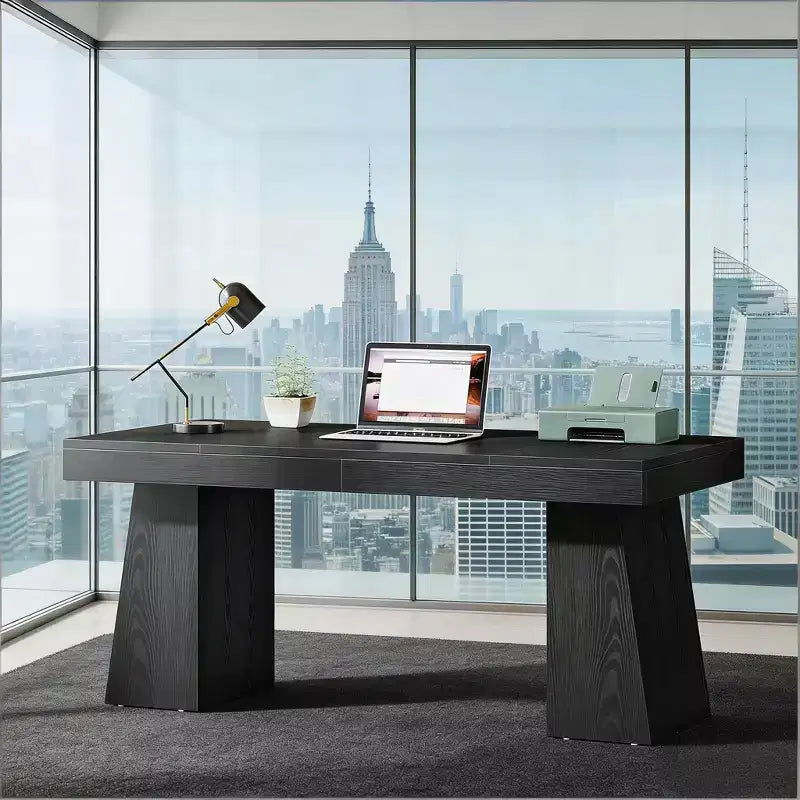 Bureau de direction, bureau d'ordinateur moderne en bois, poste de travail