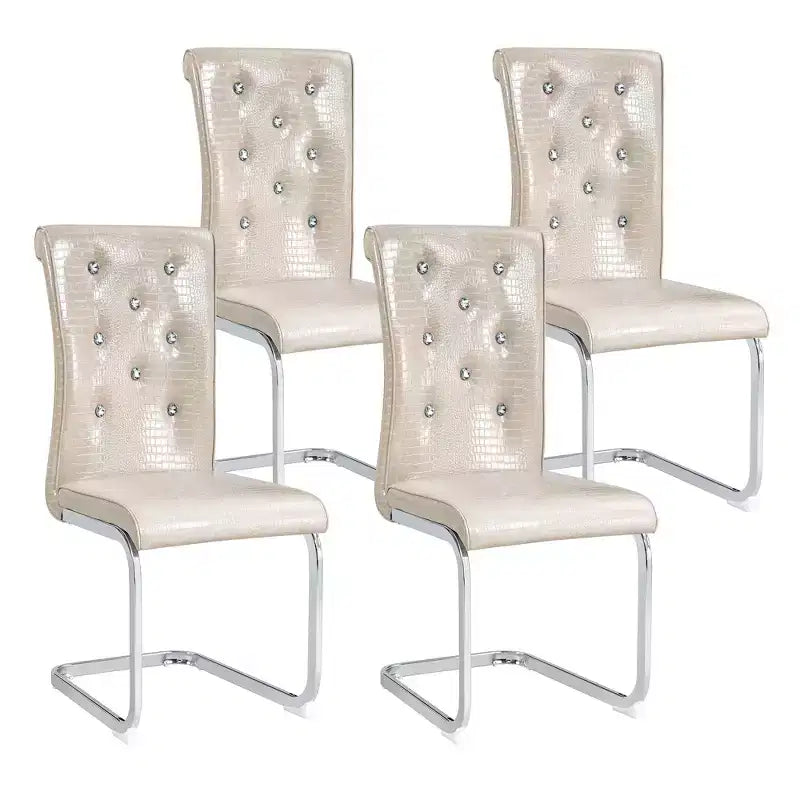 Lot de 2 chaises de salle à manger rétro en similicuir façon peau d'alligator avec détails de boucle en cristal