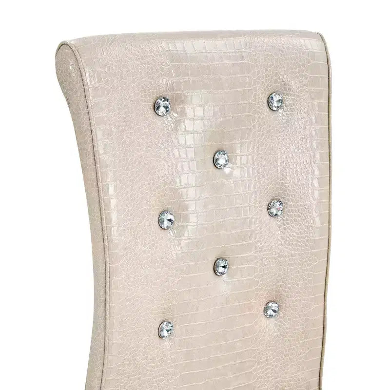 Lot de 2 chaises de salle à manger rétro en similicuir façon peau d'alligator avec détails de boucle en cristal