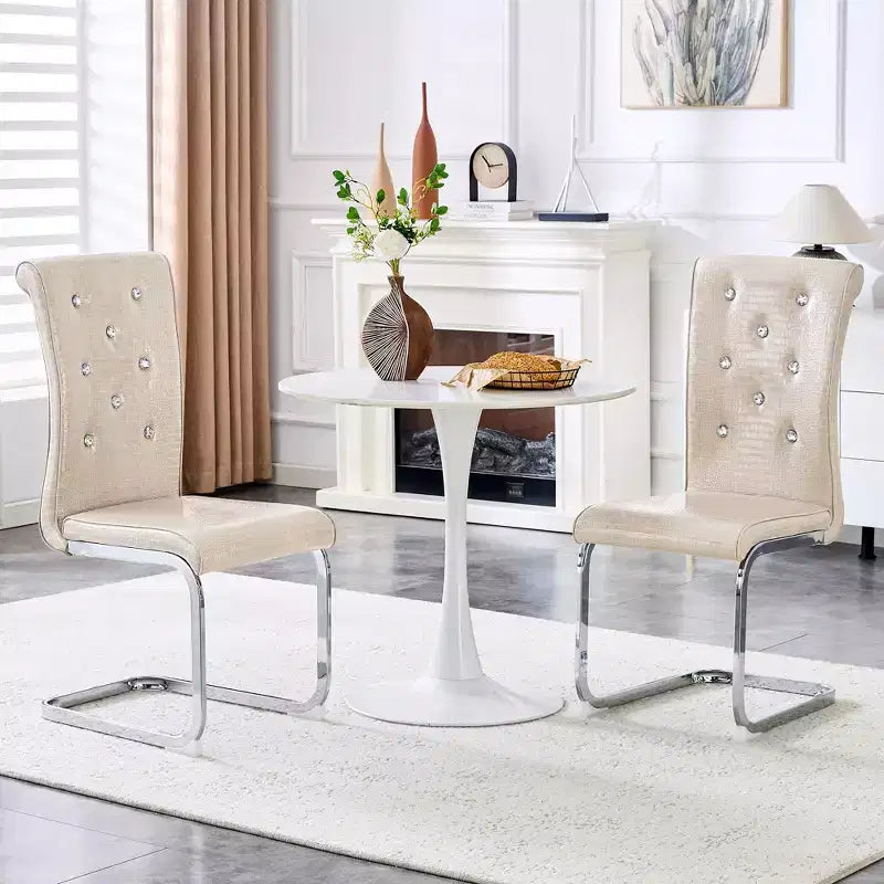 Lot de 2 chaises de salle à manger rétro en similicuir façon peau d'alligator avec détails de boucle en cristal