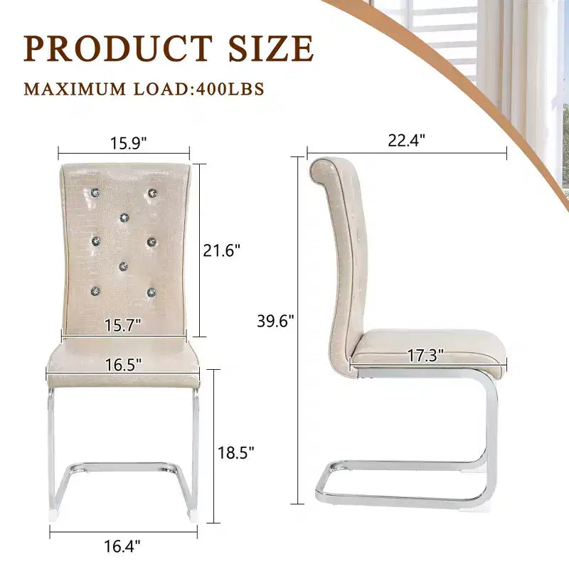 Lot de 2 chaises de salle à manger rétro en similicuir façon peau d'alligator avec détails de boucle en cristal