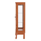 Vitrine 2 portes avec portes en verre trempé, panneau arrière miroir, étagères réglables et éclairage pour la maison