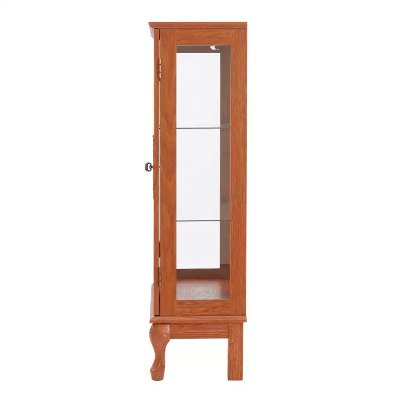 Vitrine 2 portes avec portes en verre trempé, panneau arrière miroir, étagères réglables et éclairage pour la maison