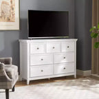 Commode moderne à 7 tiroirs, avec poignées métalliques, pour rangement de chambre à coucher