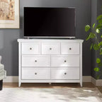 Commode moderne à 7 tiroirs, avec poignées métalliques, pour rangement de chambre à coucher