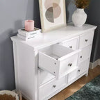 Commode moderne à 7 tiroirs, avec poignées métalliques, pour rangement de chambre à coucher