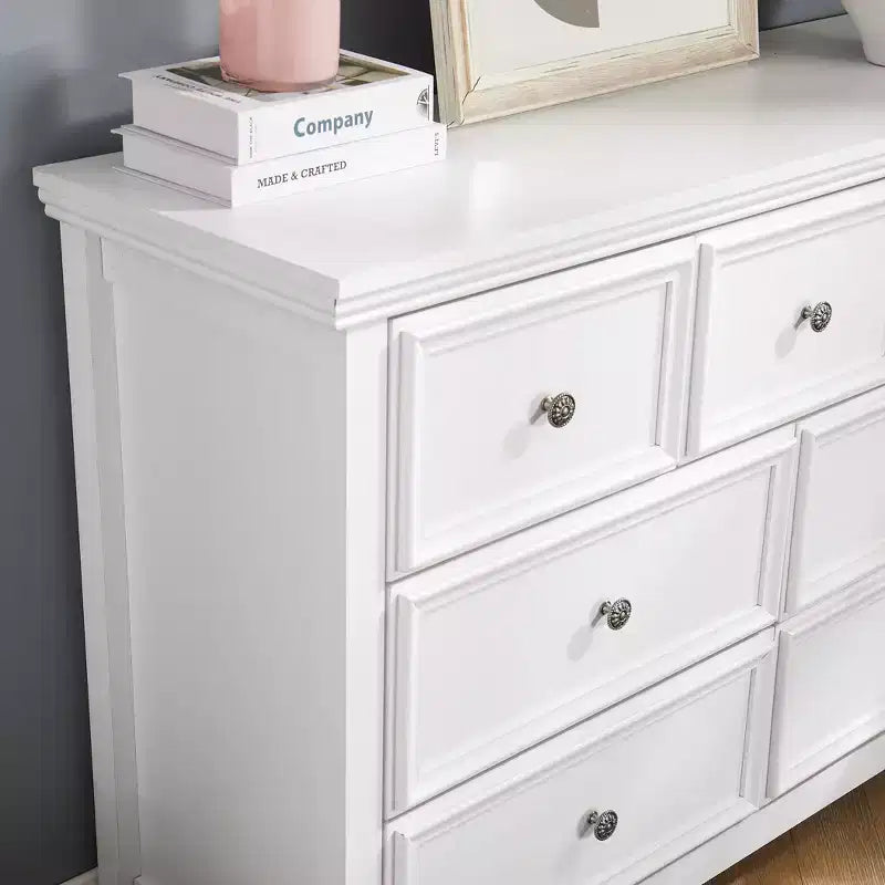 Commode moderne à 7 tiroirs, avec poignées métalliques, pour rangement de chambre à coucher