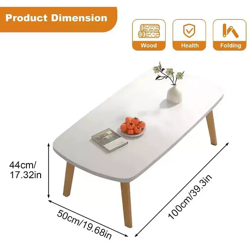 Table basse pliante en bois, Table d'appoint pliante pour ordinateur portable pour petits espaces, Table d'étude basse pour s'asseoir au sol pour le salon, la chambre à coucher, le bureau, le magasin